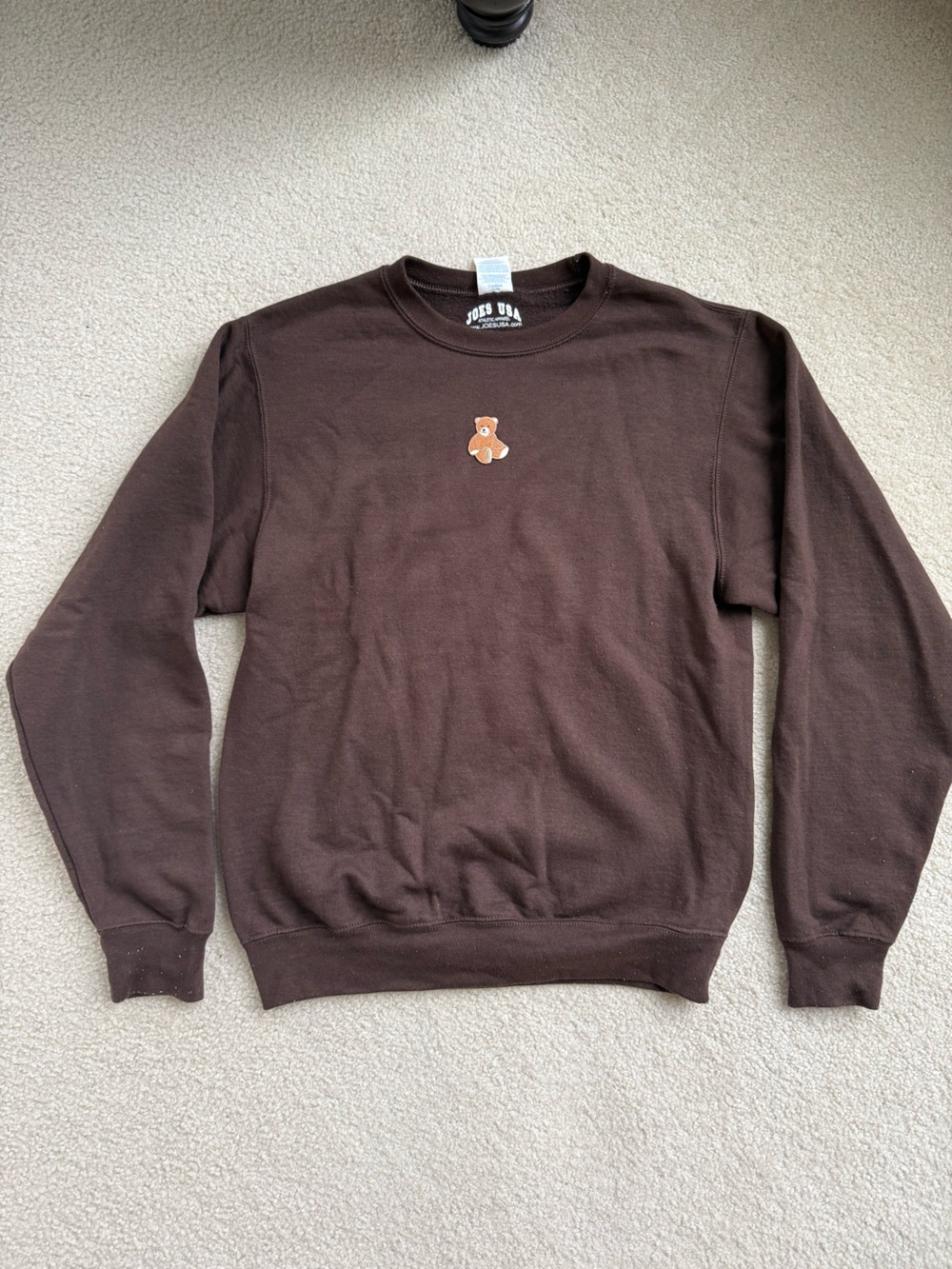 Joe's Jeans Brown Crewneck Sweater with Teddy Patch